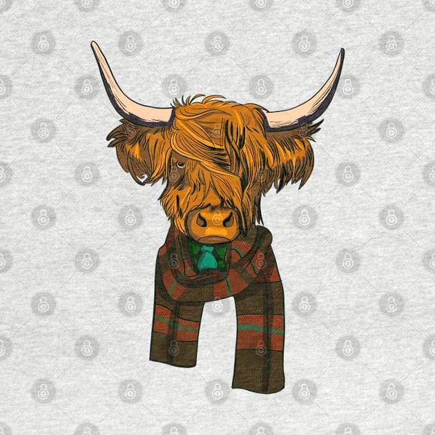 Christmas Business Highland Cow by i am Cuta